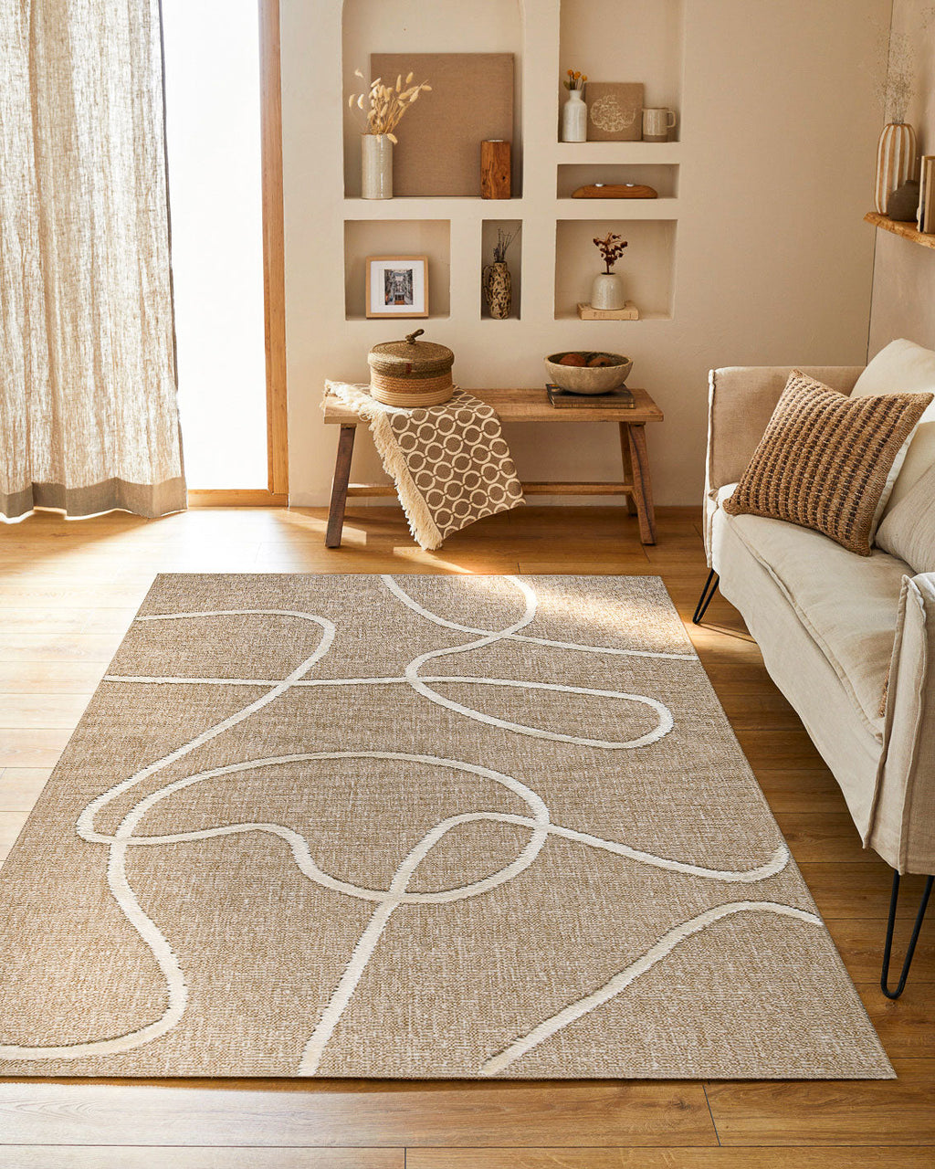 Tapis Palma 9494 - Motif Graphique - Blanc - Intérieur