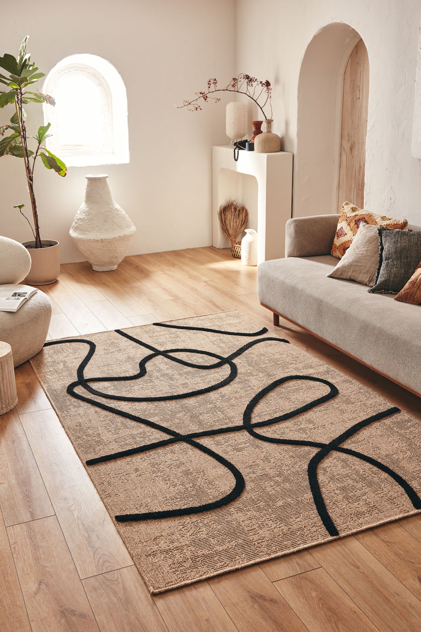 Tapis Palma 9492 - Motif Graphique - Noir - Intérieur