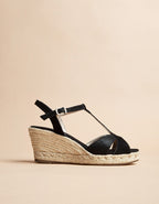 Espadrilles Mi-Talon Palombaggia - Cuir Daim Noir - Femme