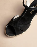 Espadrilles Mi-Talon Palombaggia - Cuir Daim Noir - Femme