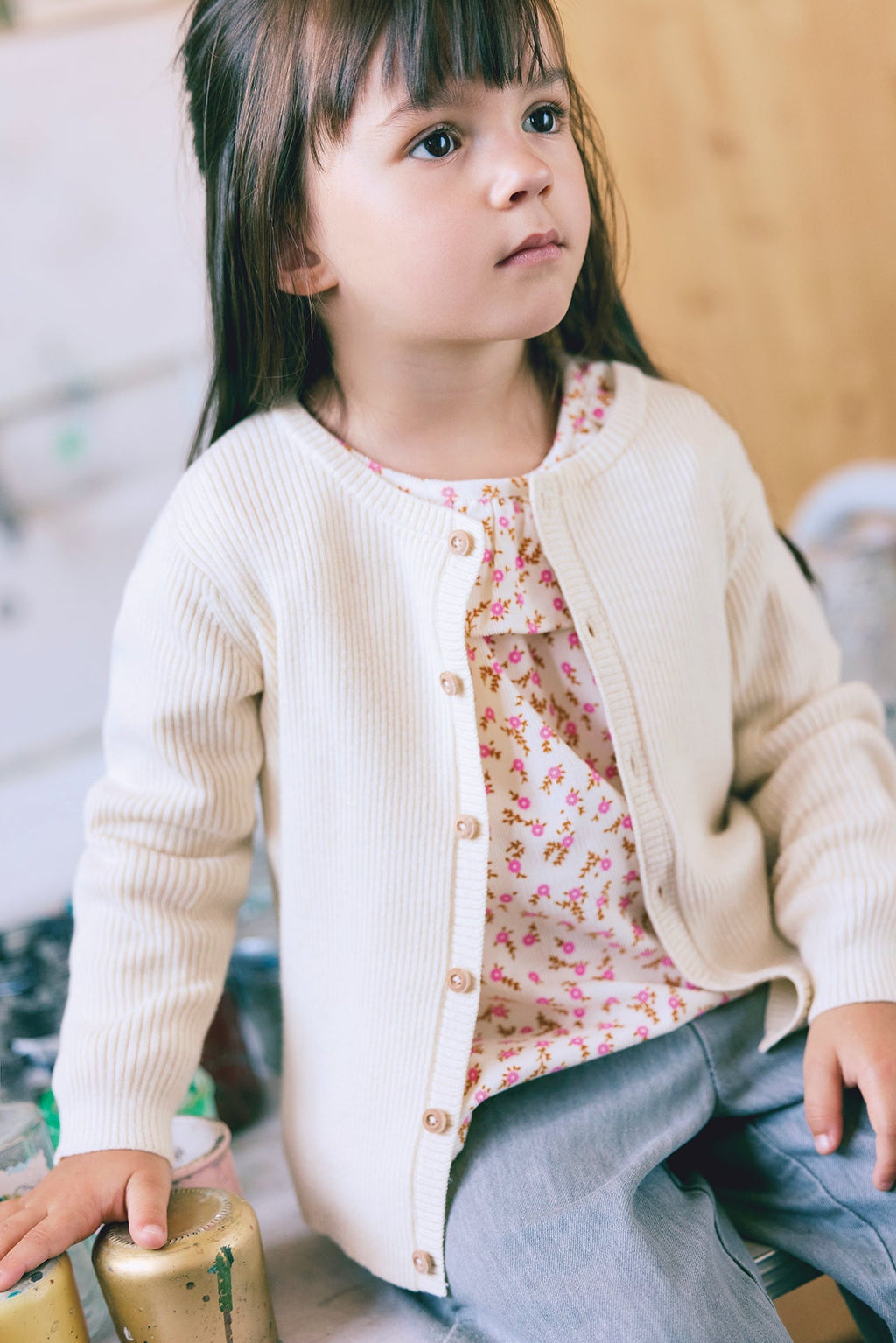 Cardigan - Minot Beige Bébé En Maille