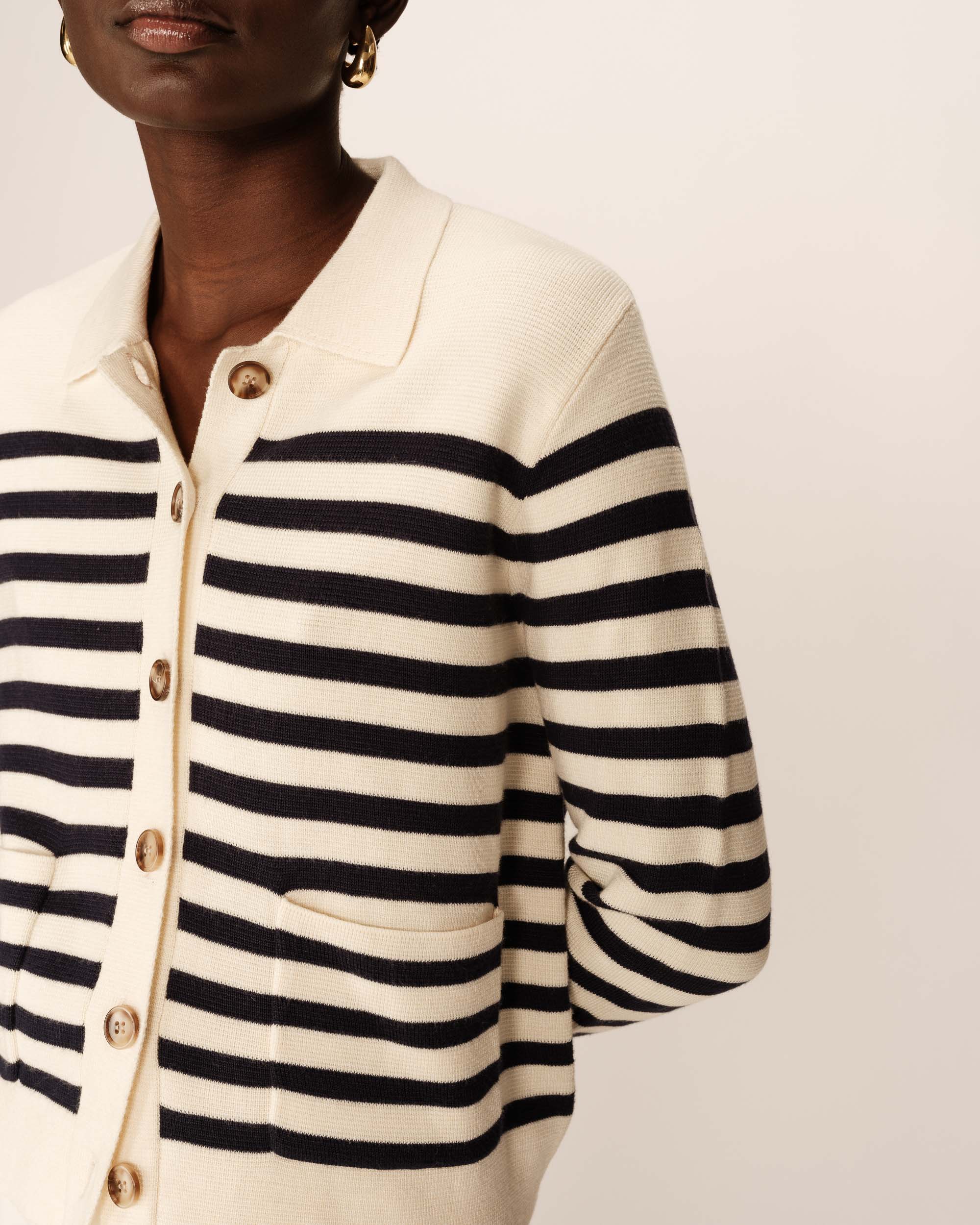 Cardigan Pam - Rayures Ecru