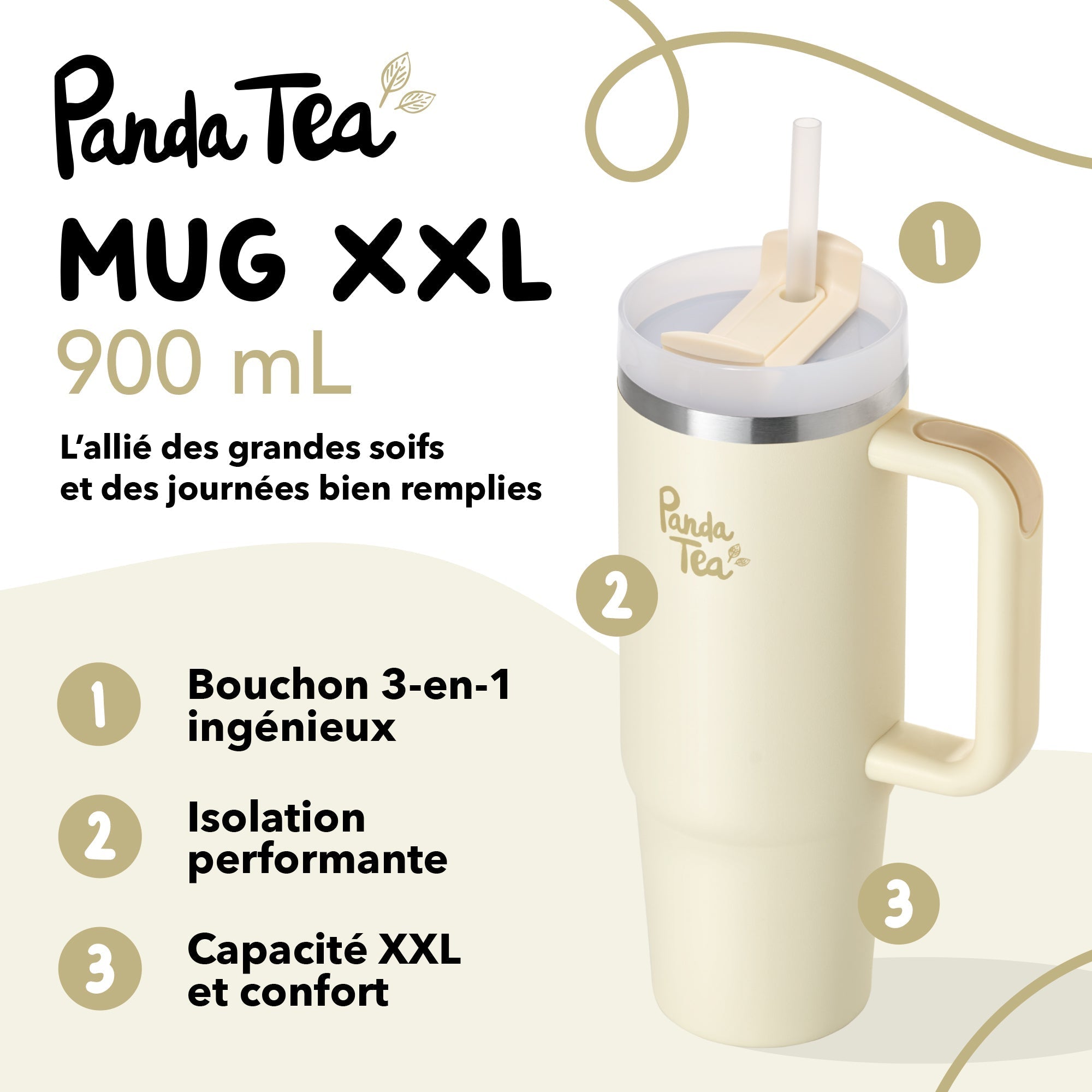 Mug Xxl Avec Paille - 900 Ml