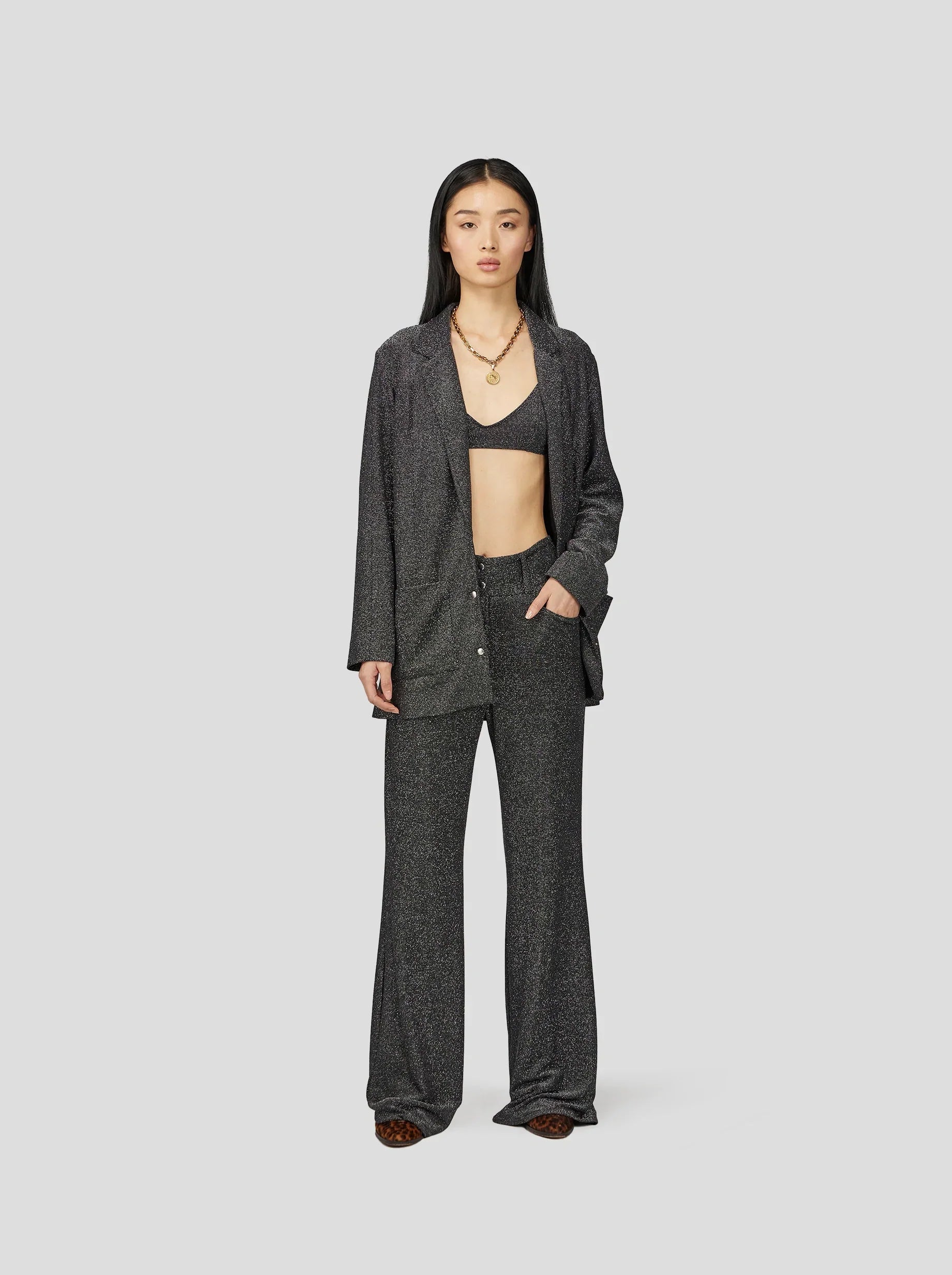Pantalon Robin En Tricot Argenté Constellation