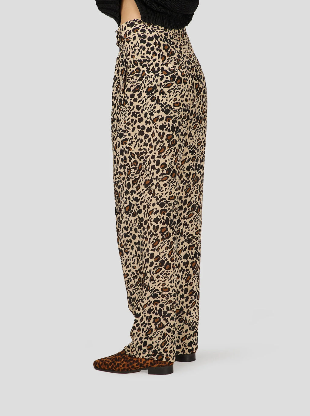 Pantalon Sakis À Imprimé Léopard Soyeux