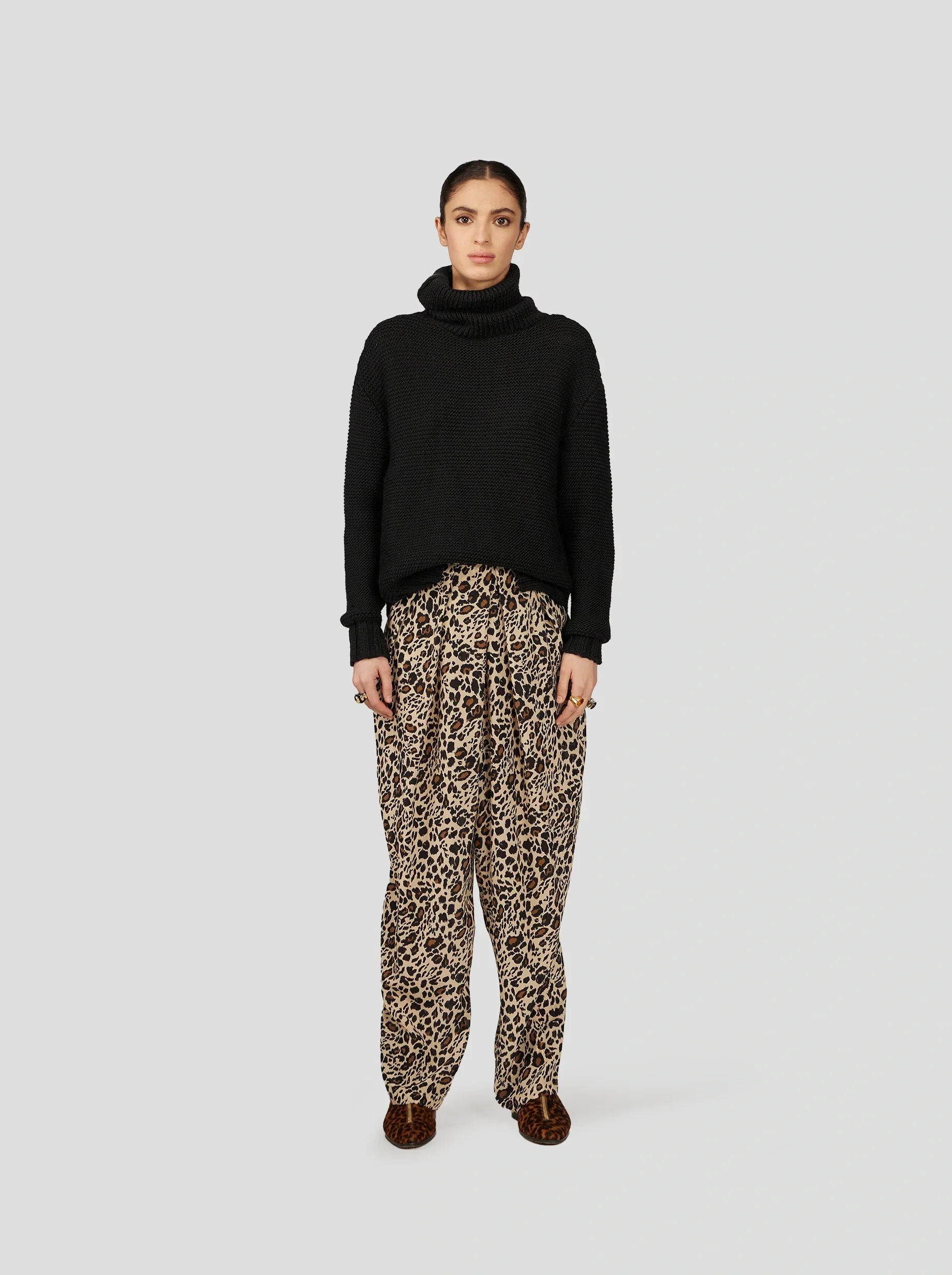 Pantalon Sakis À Imprimé Léopard Soyeux
