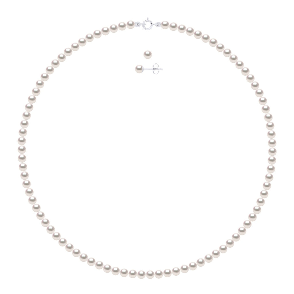 Parure Collier Et Boucles D'Oreilles Akoya 4-5 Mm - Or 750 - Yokohama