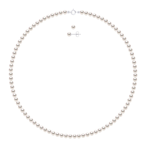 Parure Collier Et Boucles D'Oreilles Akoya 4-5 Mm - Or 750 - Yokohama