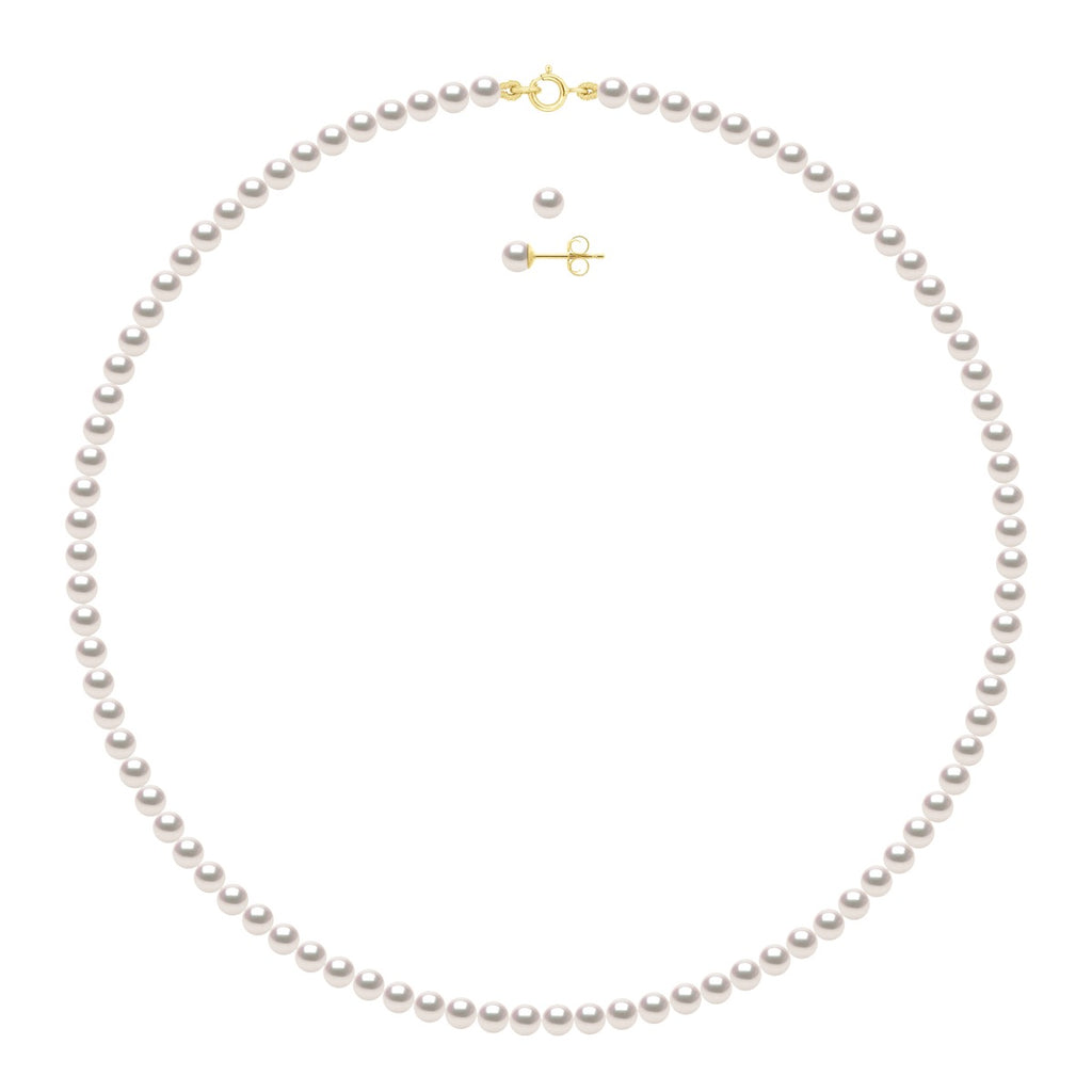 Parure Collier Et Boucles D'Oreilles Akoya 4-5 Mm - Or 750 - Yokohama