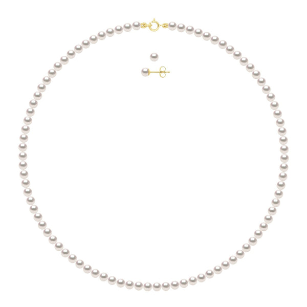 Parure Collier Et Boucles D'Oreilles Akoya 4-5 Mm - Or 750 - Yokohama