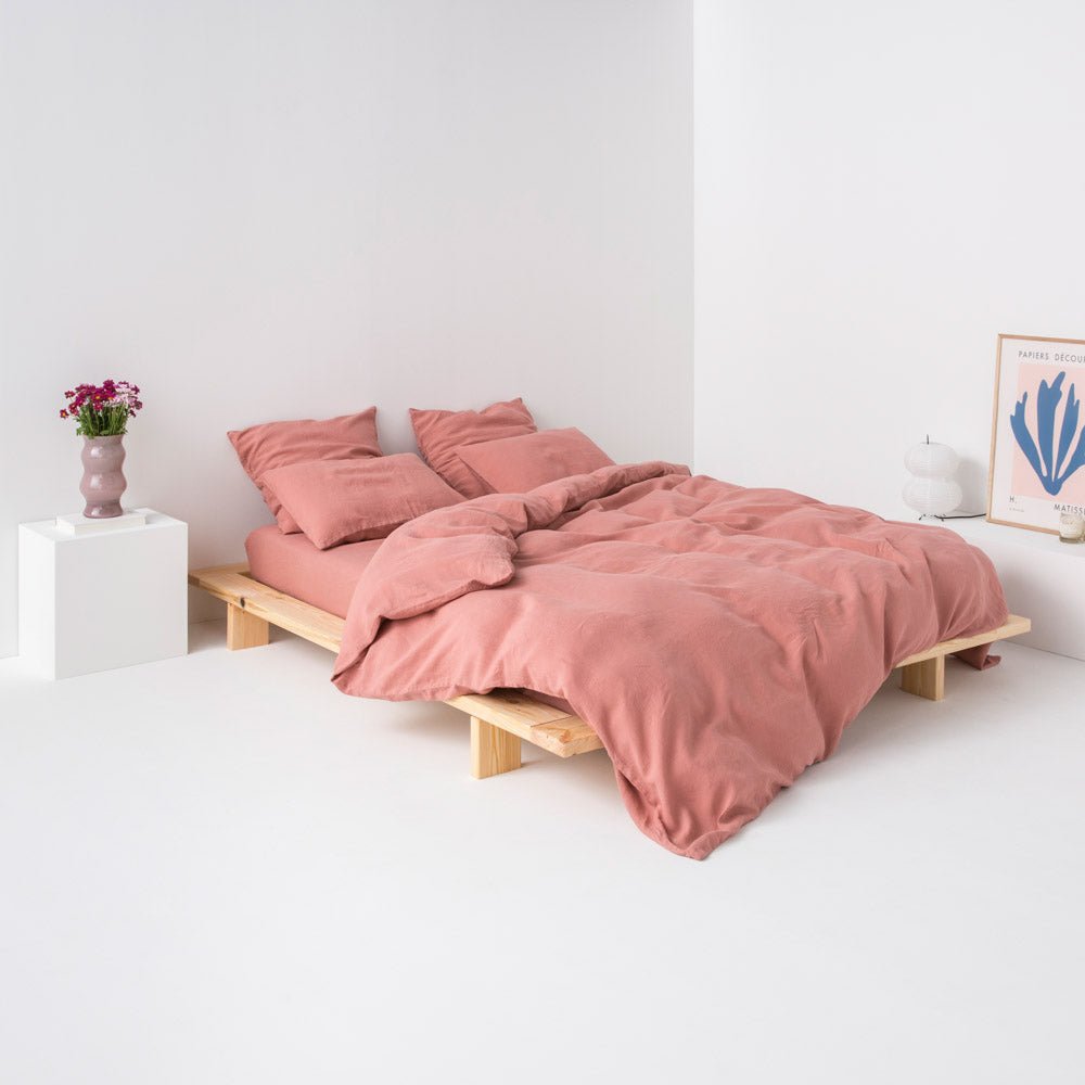 Housse De Couette En Lin Lavé 190G/M² - Vieux Rose