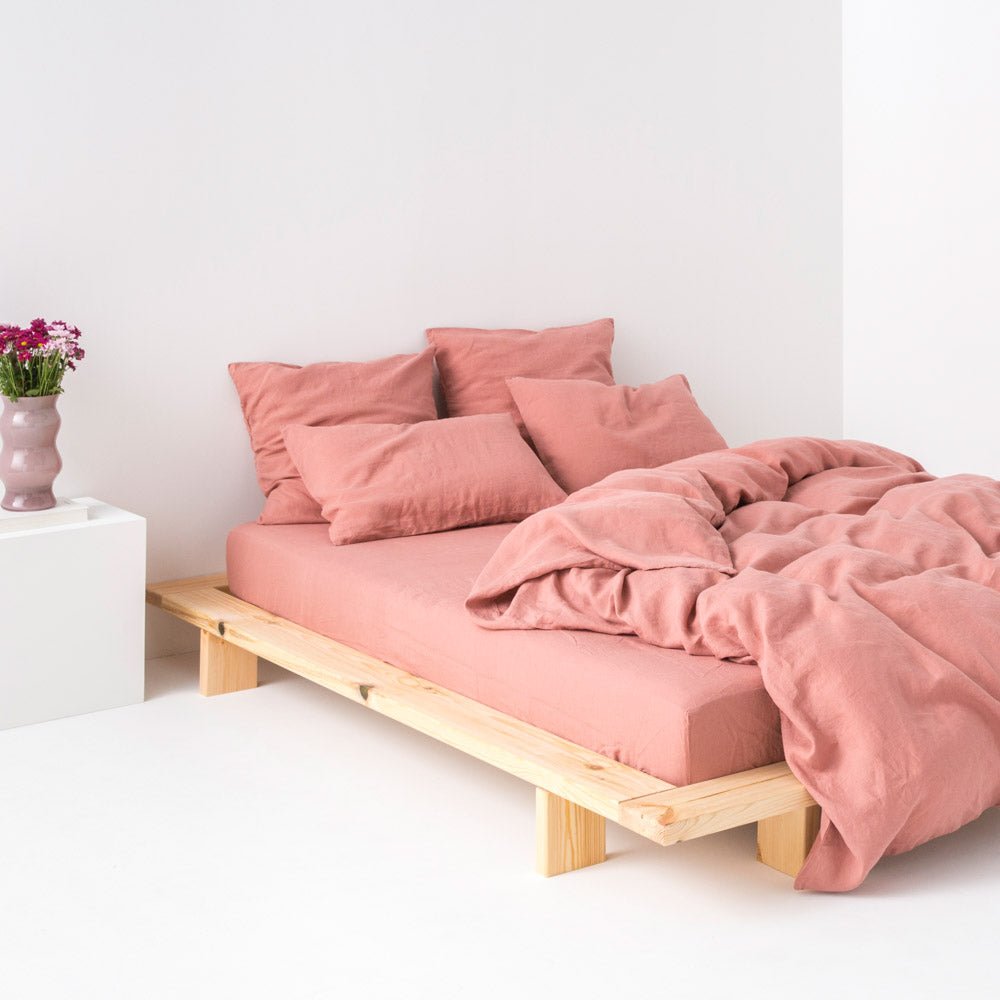 Drap Housse En Lin Lavé 190G/M² - Vieux Rose