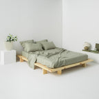 Drap Plat En Lin Lavé 190G/M² - Vert Sauge