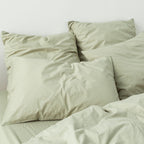 2 Taies D'Oreiller En Percale De Coton Lavé 300 Fils - Vert Sauge
