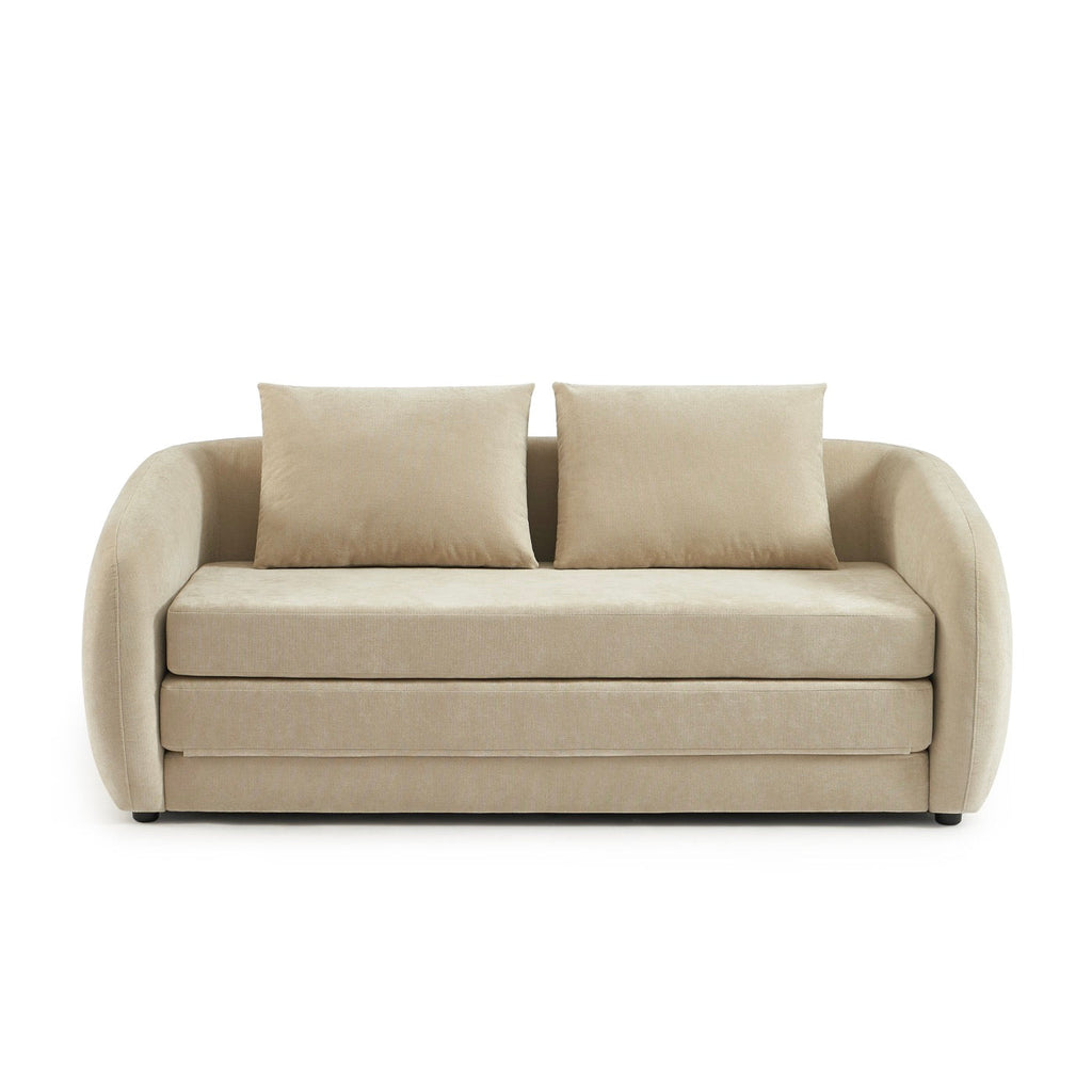 Paz - Canapé Droit 2 Places - Tissu Chenille Beige