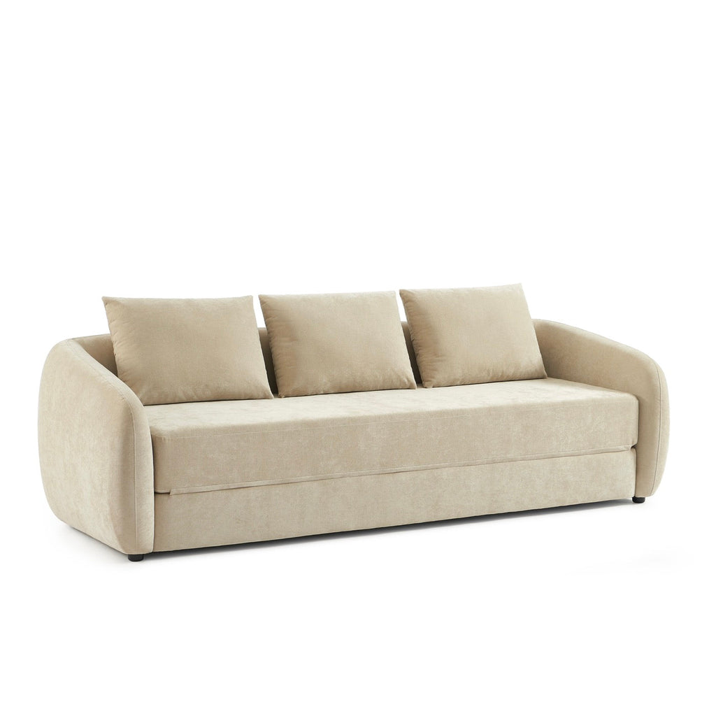 Paz - Canapé Droit 3 Places - Tissu Chenille Beige