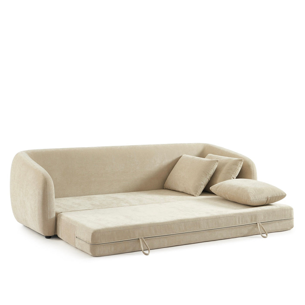 Paz - Canapé Droit 3 Places - Tissu Chenille Beige