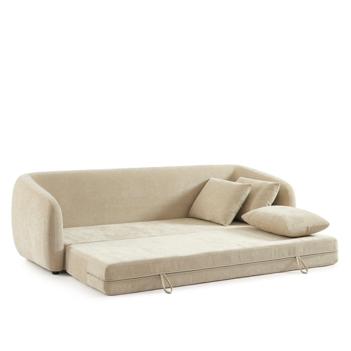 Paz - Canapé Droit 3 Places - Tissu Chenille Beige