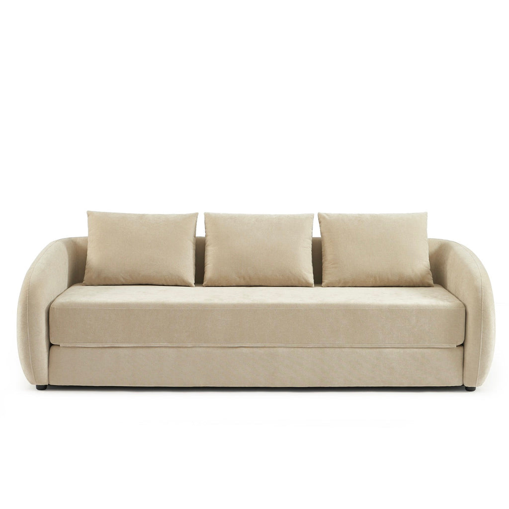 Paz - Canapé Droit 3 Places - Tissu Chenille Beige