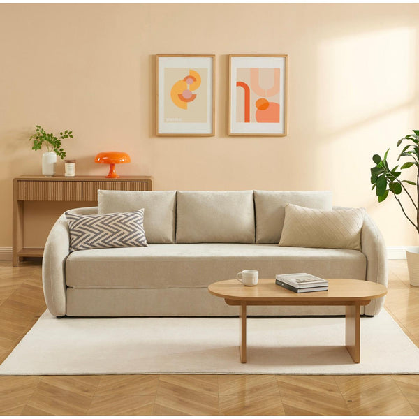 Paz - Canapé Droit 3 Places - Tissu Chenille Beige