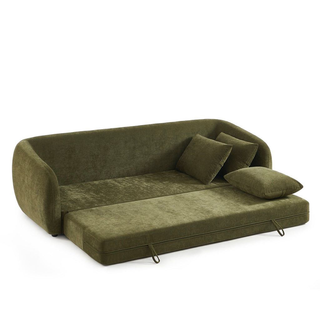 Paz - Canapé Droit 3 Places - Tissu Chenille Vert