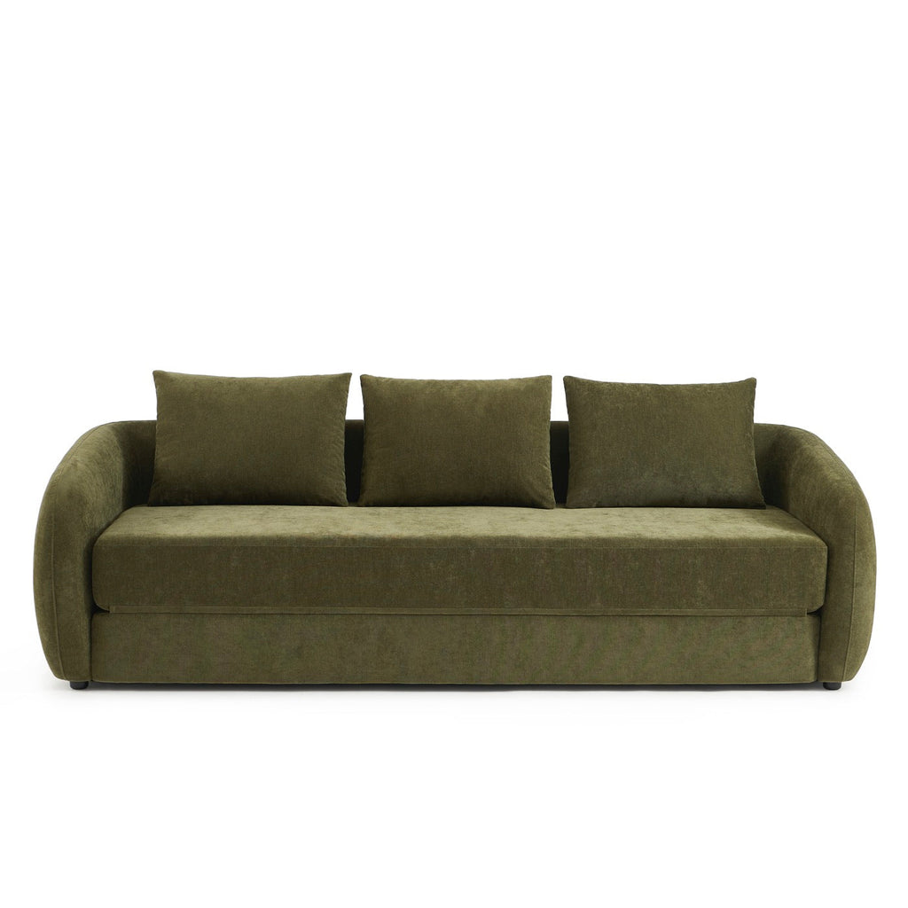 Paz - Canapé Droit 3 Places - Tissu Chenille Vert