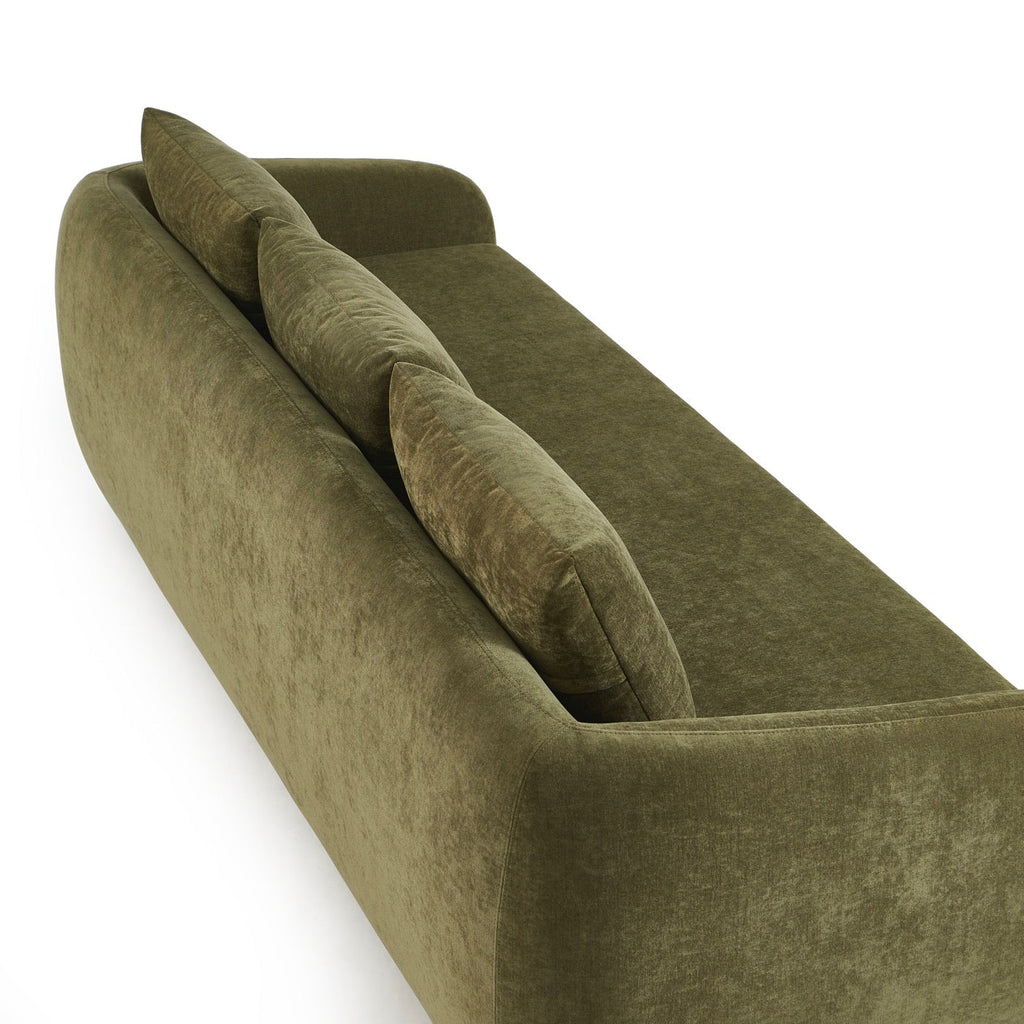 Paz - Canapé Droit 3 Places - Tissu Chenille Vert