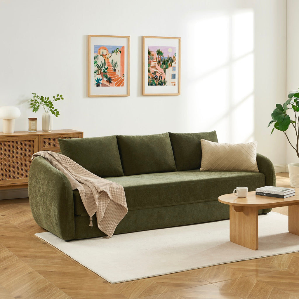 Paz - Canapé Droit 3 Places - Tissu Chenille Vert