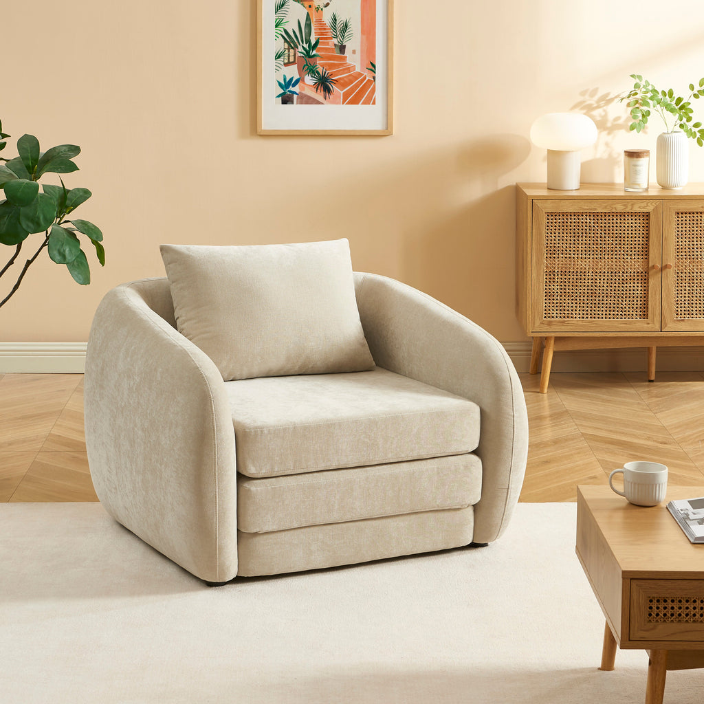 Paz - Fauteuil - Tissu Chenille Beige