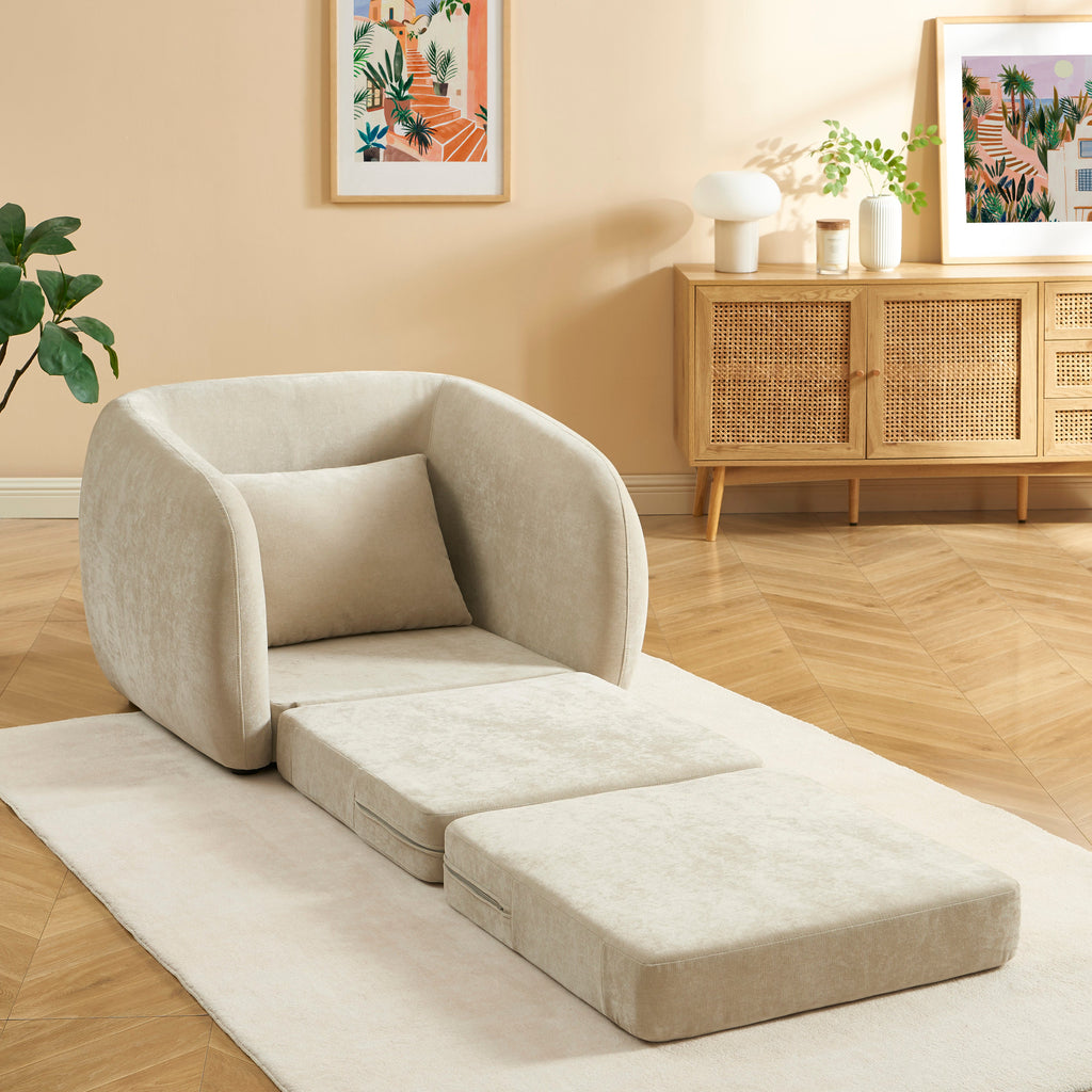 Paz - Fauteuil - Tissu Chenille Beige