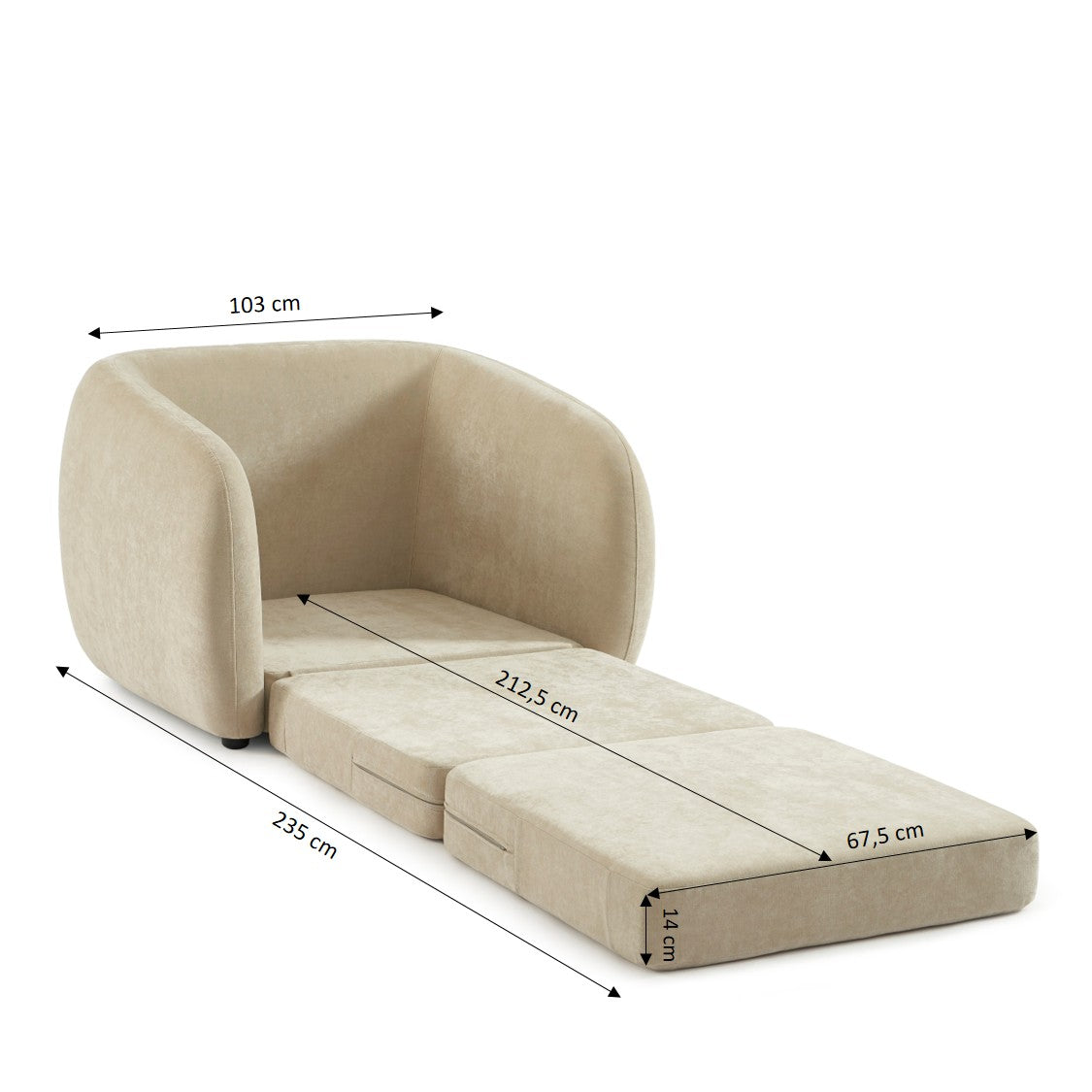 Paz - Fauteuil - Tissu Chenille Beige