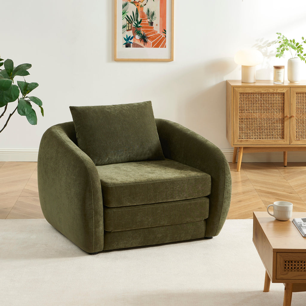 Paz - Fauteuil - Tissu Chenille Vert