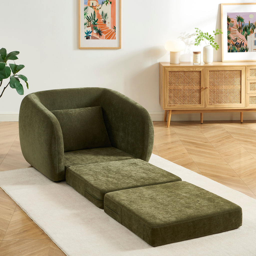 Paz - Fauteuil - Tissu Chenille Vert