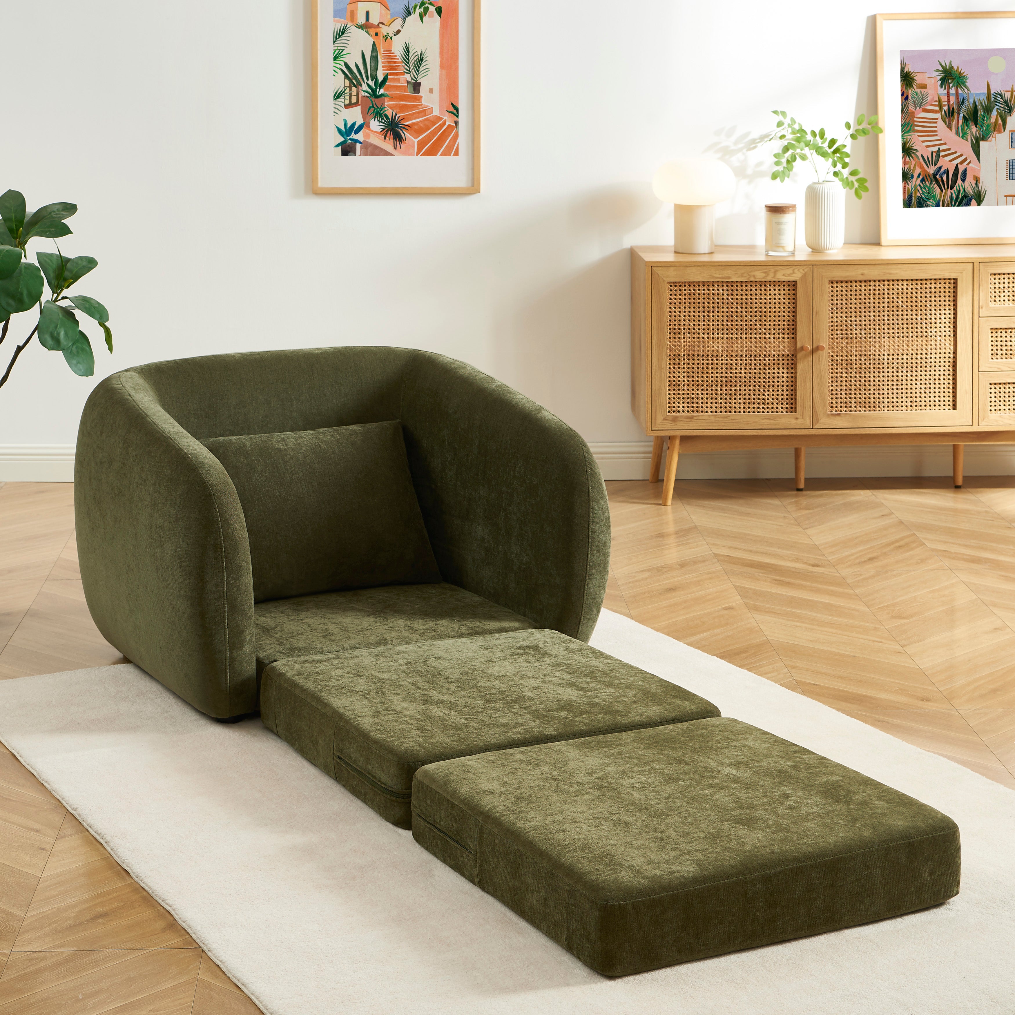 Paz - Fauteuil - Tissu Chenille Vert