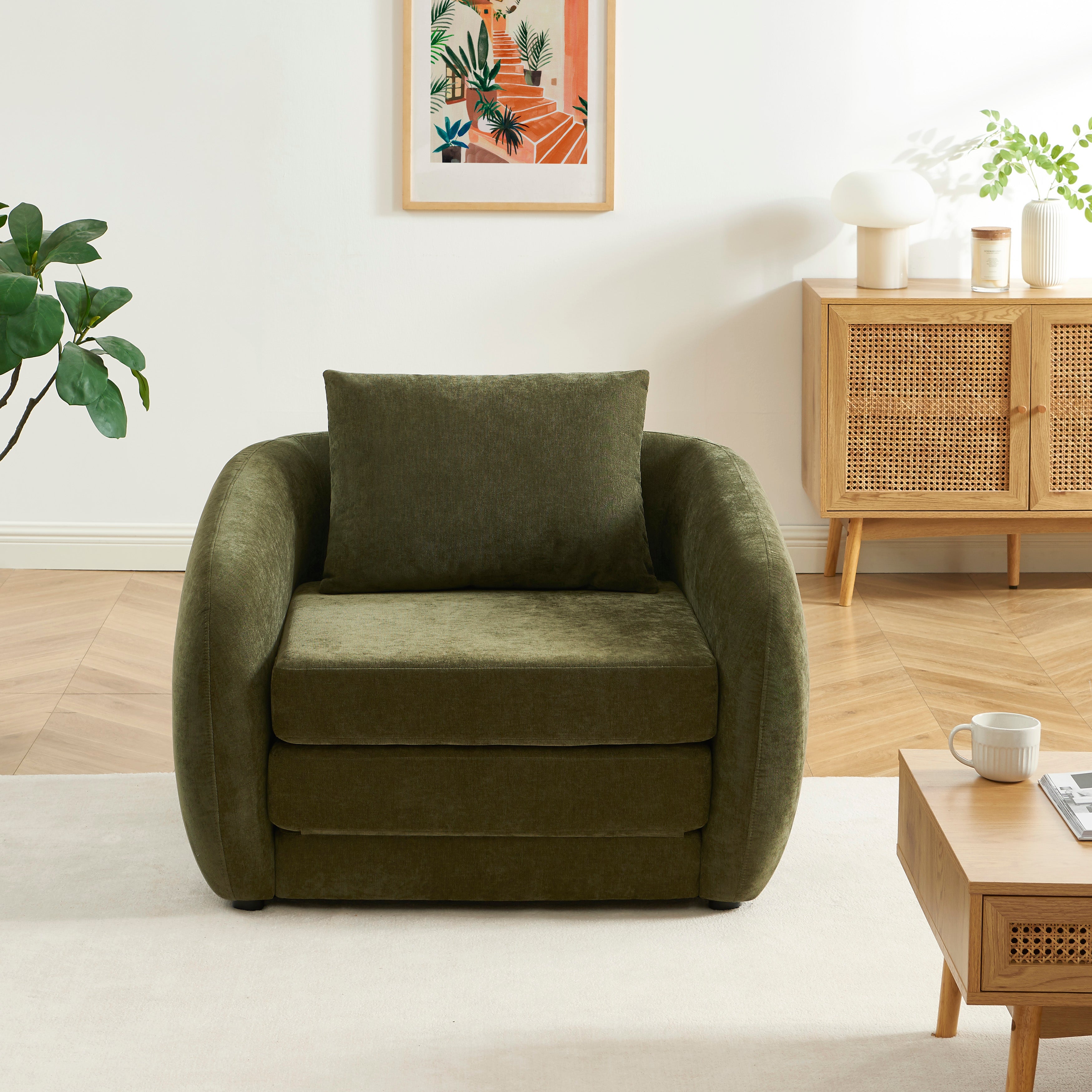 Paz - Fauteuil - Tissu Chenille Vert