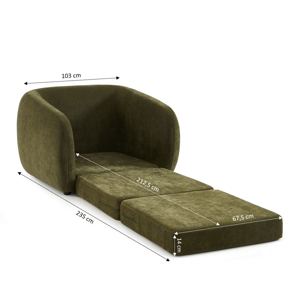 Paz - Fauteuil - Tissu Chenille Vert