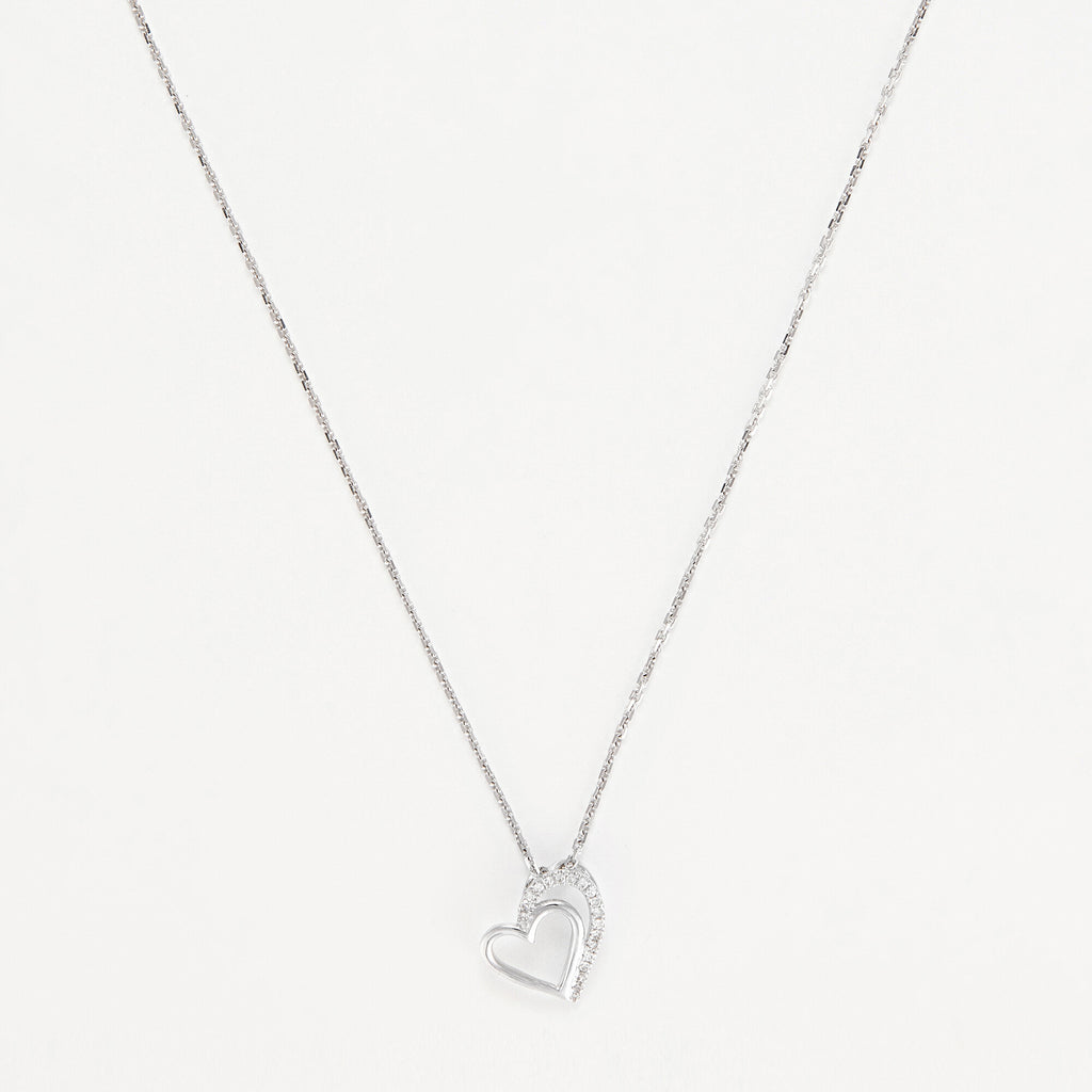 Pendentif "Two Hearts" Diamants 0,04Cts/19 - Or Blanc