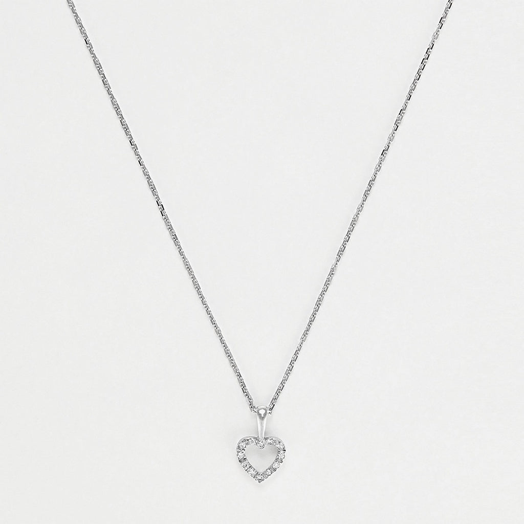 Pendentif "Mini Coeur"  D:0,04Ct/12 - Or Blanc