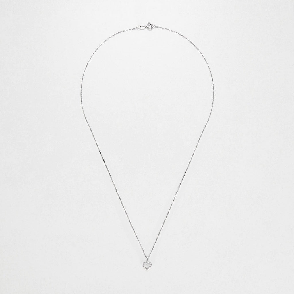 Pendentif "Mini Coeur"  D:0,04Ct/12 - Or Blanc