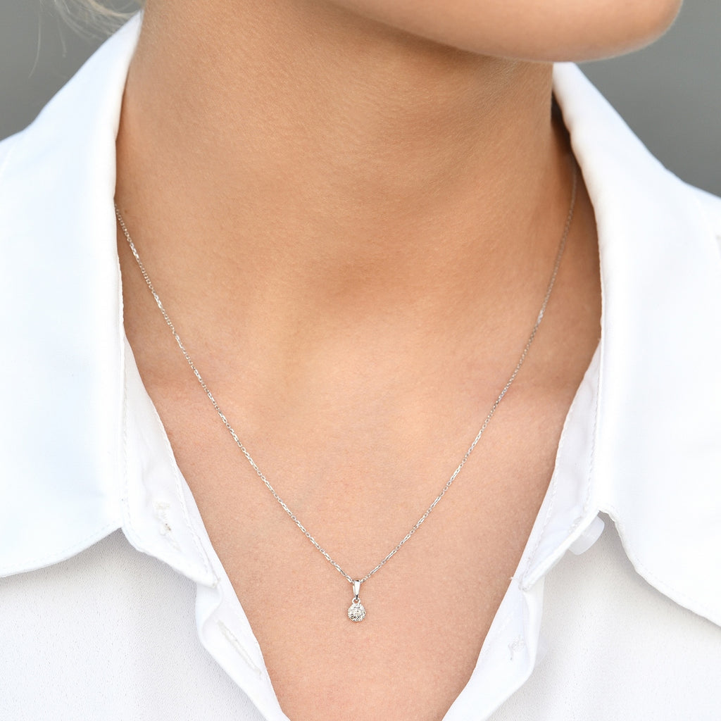 Pendentif "Idylle" Diamants 0,06/9 - Or Blanc 375/1000
