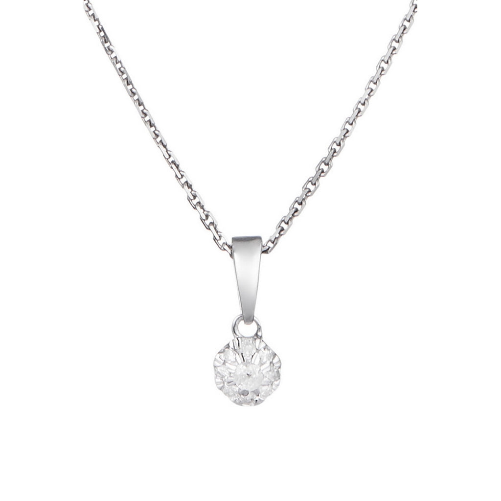 Pendentif "Idylle" Diamants 0,06/9 - Or Blanc 375/1000