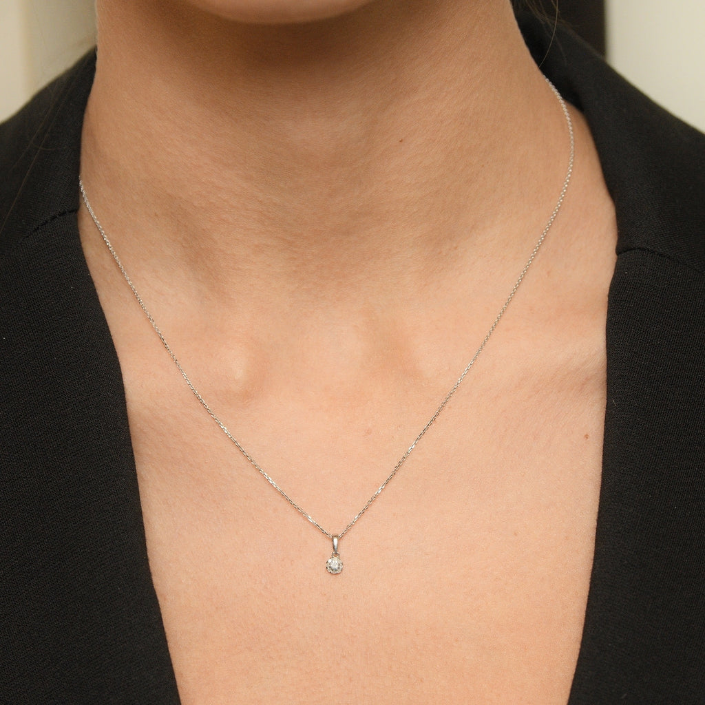 Pendentif "Idylle" Diamants 0,06/9 - Or Blanc 375/1000