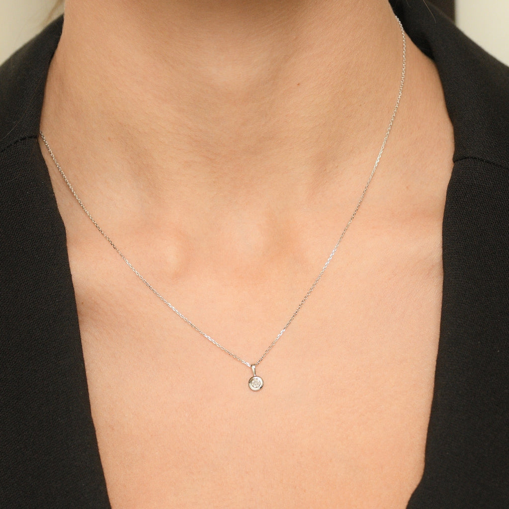 Pendentif "Bombe" Diamant 0,02/8 - Or Blanc 375/1000