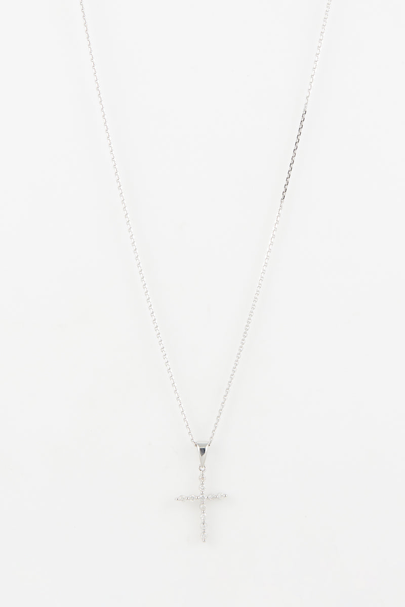 Pendentif "Croix Brillante" D0,10/11 - Or Blanc 375/1000