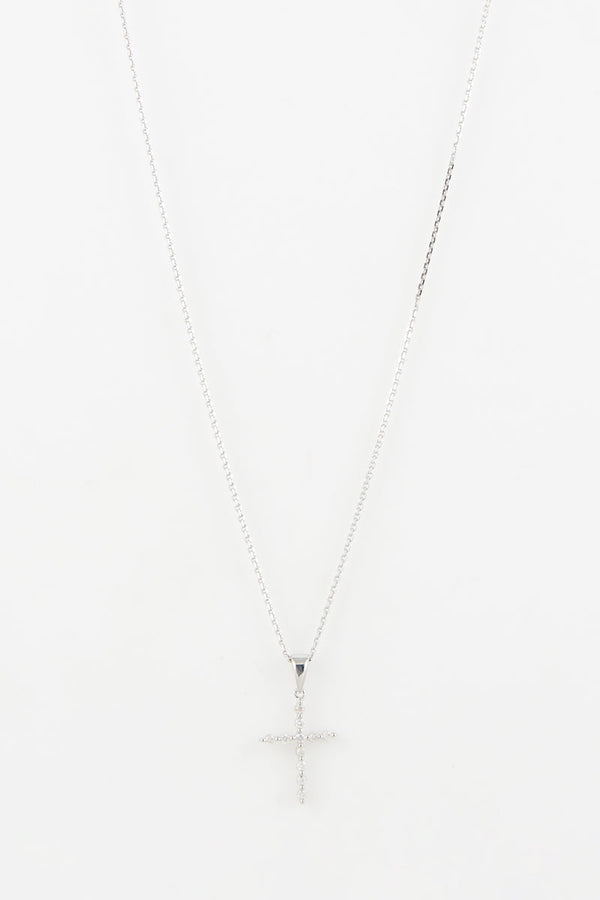 Pendentif "Croix Brillante" D0,10/11 - Or Blanc 375/1000