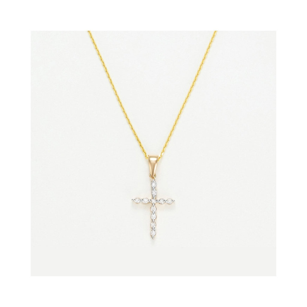 Pendentif Croix Brillante" Diamants 0,10/11 - Or Jaune 375/1000