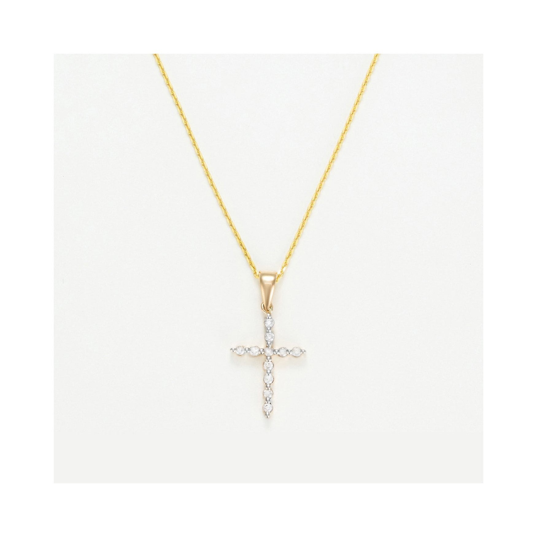 Pendentif Croix Brillante" Diamants 0,10/11 - Or Jaune 375/1000