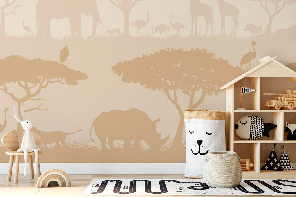 Papier Peint Panoramique - Savane -Terre De Sienne