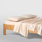 Drap Plat En Percale De Coton Lavé 300 Fils - Jaune Mimosa
