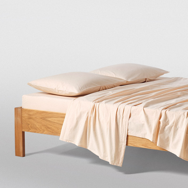 Drap Housse En Percale De Coton Lavé 300 Fils - Jaune Mimosa